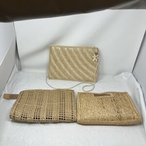 Vintage Raffia Straw Bags Purses Lot Of 3 Boho Hippie Festival Beach Retro